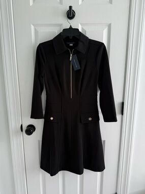 Tommy Hilfiger Black Zip Up Flare Dress